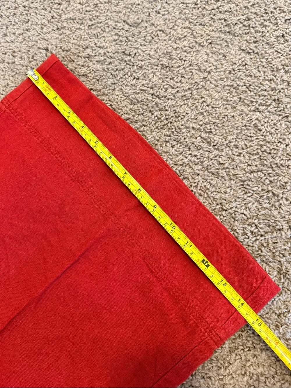 Wide Leg Crop Linen Blend Pants - Red